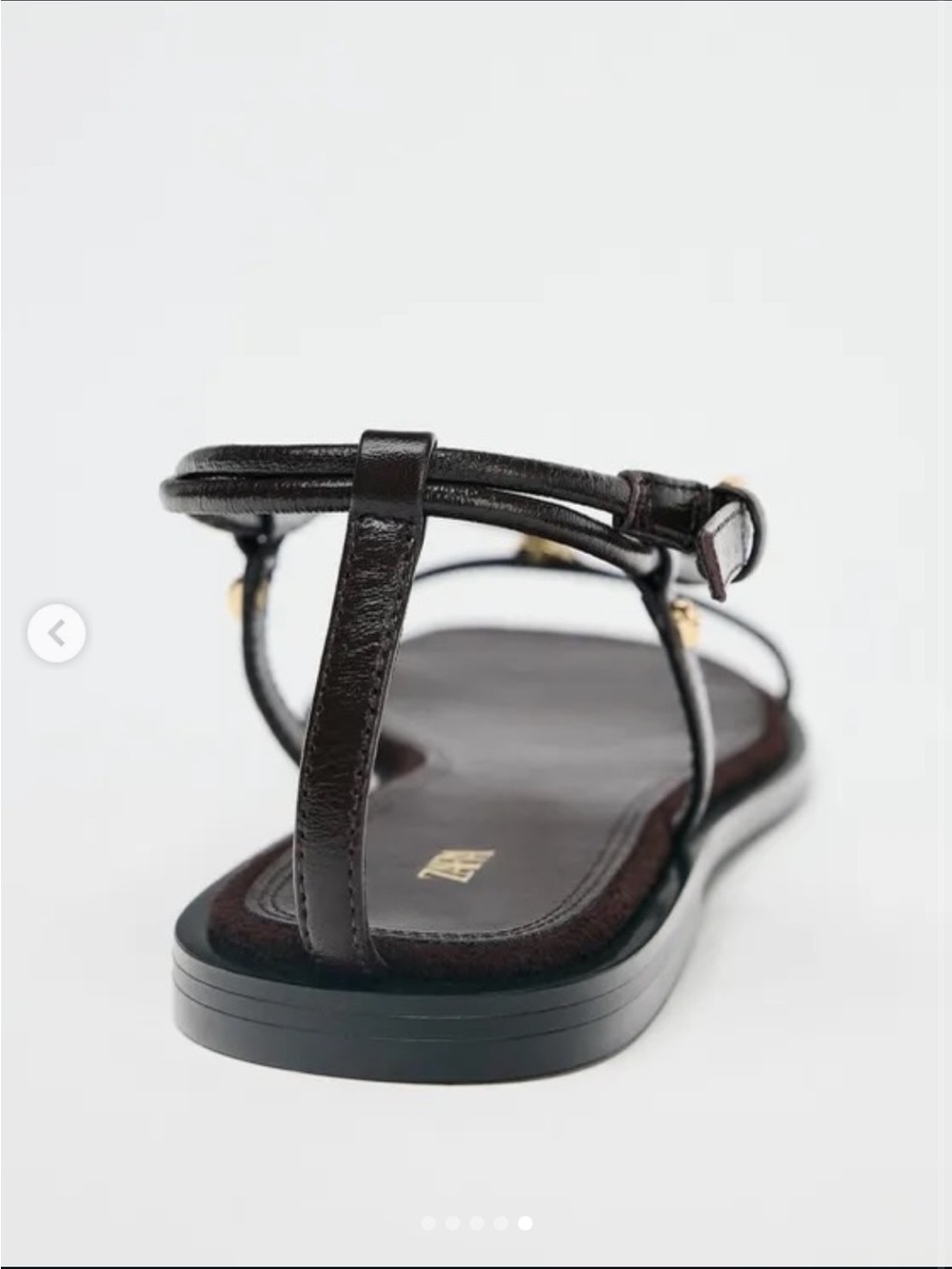 Dark brown leather strappy flat sandals - Picture 5 of 7